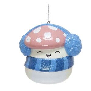 Squishmallow Christmas Ornament Malcolm Mushroom Earmuffs  Scarf 2023